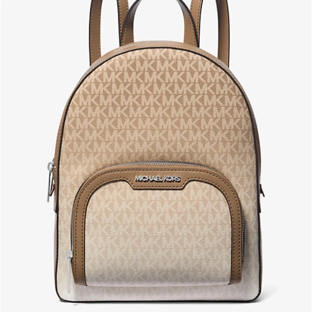 Michael Kors Jaycee Medium Ombré Signature Logo Backpack Husk NWT